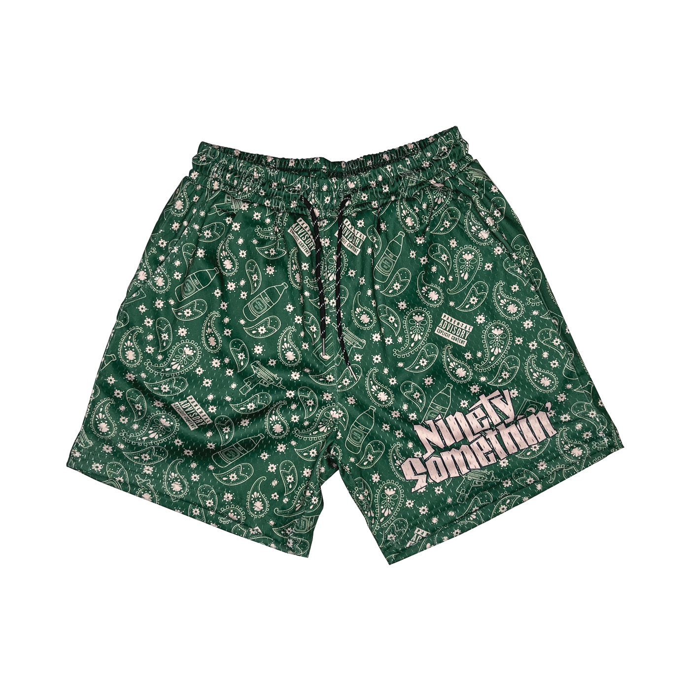 Ninety Somethin Deep Green Paisley Shorts